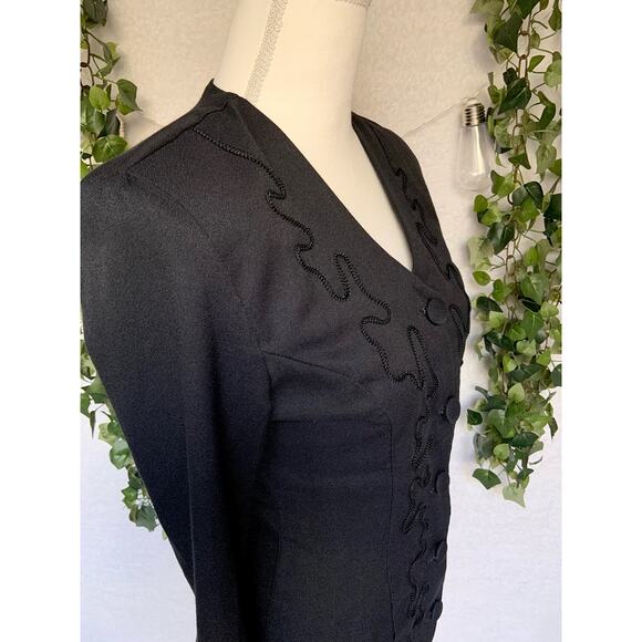 Vintage 1970's Rampage Black Retro Blazer Coat with Shoulder Pads Women's Medium - Picture 7 of 10